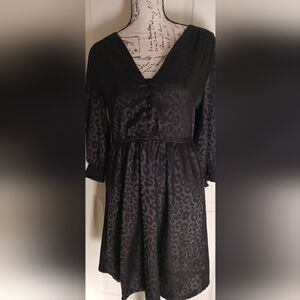 Mittoshop Black Animal Print V-Neck Dress